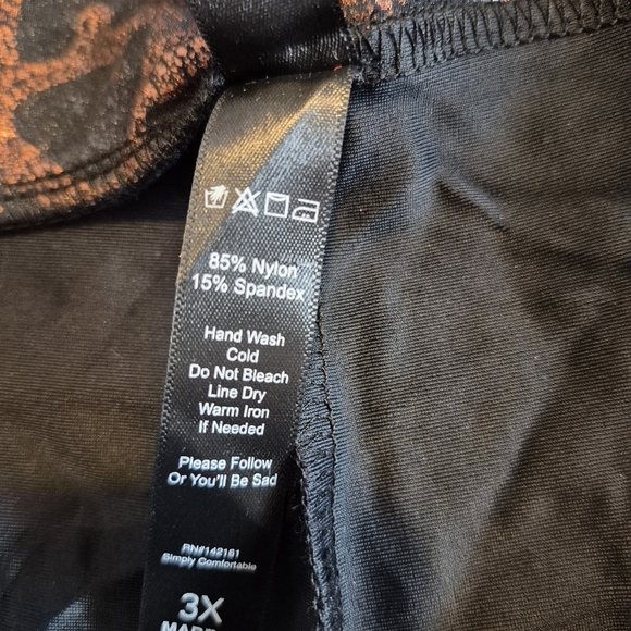 LuLaRoe Rise Luxe line women's size 3X leggings black copper animal print NWT - Picture 6 of 8